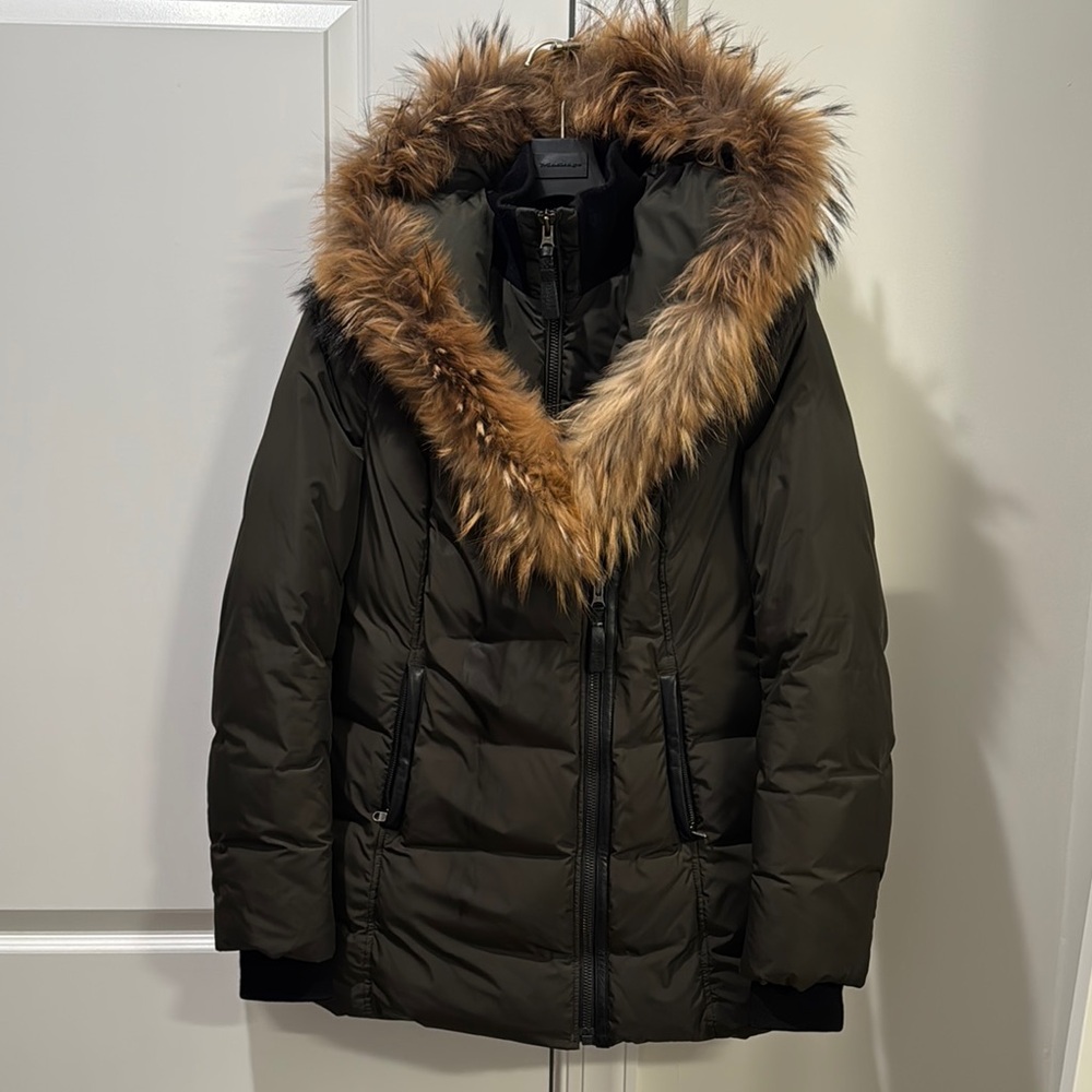 Mackage Adali Women's Down Coat Olive with natural fur Signature Collar